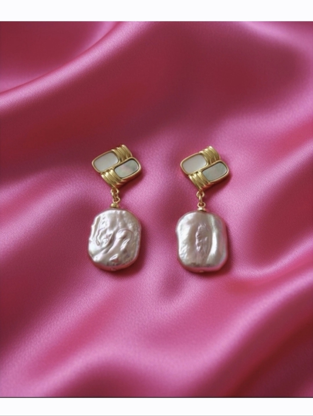 S925 Needle - Natural Baroque Pearl Drop Earrings -‎ Women Jewelry